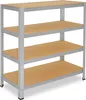 A four-shelf metal and wood storage rack against a white background. Anteprima dell’immagine prodotto