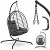 Sekey Hängesessel mit Gestell Hängekorb Sessel Rattan Produktbild-Vorschau 1
