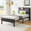 okwish čalouněná kovová postel 90x200 cm s roštem, USB Náhled obrázku produktu 2