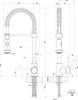Technical drawing of a faucet with dimensions and angles. Podgląd zdjęcia produktu