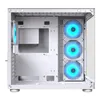 Interior view of a white computer case with blue LED fans. Podgląd zdjęcia produktu