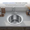 ANW HOME Kuchyňský dřez nerez 49 cm kulatý vestavný dřez 1 Náhled obrázku produktu 4