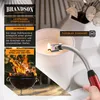 A close-up of an electric lighter igniting a candle, with promotional text and images of a grill fire on the left. Anteprima dell’immagine prodotto