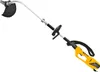 A yellow and black electric grass trimmer with a curved shaft and a black cutting head, shown against a white background. Produktbild-Vorschau
