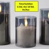 FHS Wachskerzen 3D-Flackern 3-teilig weiß, Glas rauchgrau Produktbild-Vorschau 1
