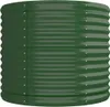 A green corrugated metal raised garden bed. Voir les images du produit