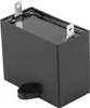 A black capacitor with silver terminals and a black mounting bracket is shown against a white background. Náhľad obrázku produktu