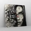 Wanduhr - Quadrat - Glasuhr - Frau Federn Lippen Kunst. - Produktbild-Vorschau 4