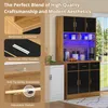 A kitchen cabinet/buffet with LED lighting, showcasing its features with inset images. Náhľad obrázku produktu