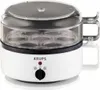 A white Krups egg cooker with a clear lid and black accents. Voir les images du produit