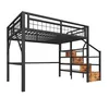 Hochbett 140 x 200 cm mit LED-Lichtleiste, Stauraumtreppe Produktbild-Vorschau 7
