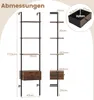 Diagram showing dimensions of a ladder bookshelf with a drawer. Podgląd zdjęcia produktu