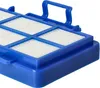 Close-up view of a blue vacuum cleaner filter with a white pleated filter material. Produktbild-Vorschau