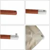 A collage of four close-up images showing details of a wooden umbrella pole with a metal cap and a fabric attachment point. Produktbild-Vorschau