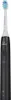A black electric toothbrush with a white and blue brush head is shown against a white background. Produktbild-Vorschau