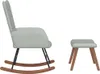 A light gray velvet rocking chair and ottoman are shown against a white background. Náhľad obrázku produktu