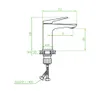 Technical drawing of a faucet with dimensions and connection details. Náhled obrázku produktu