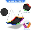 A colorful nest swing with close-up details of its material and construction. Produktbild-Vorschau