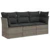 3-tlg. Garten-Sofagarnitur mit Kissen Grau Poly Rattan Produktbild-Vorschau 1