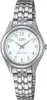 A close-up studio shot of a silver Casio women's watch with a white face. Anteprima dell’immagine prodotto