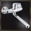 A chrome kitchen faucet with a long spout is shown against a black background. Podgląd zdjęcia produktu