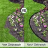 A split image showing a garden bed before and after the installation of a flexible plastic lawn edging. Náhled obrázku produktu