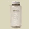 A clear, well-lit studio shot of a clear plastic water bottle with measurement markings and a white lid. Produktbild-Vorschau