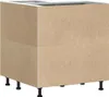 A kitchen base cabinet with a wood-like finish and black legs. Produktbild-Vorschau