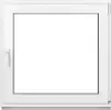 A white framed window with a clear glass pane, presented against a white background. Produktbild-Vorschau