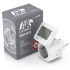 A white Bearware power meter is shown next to its gray packaging. The power meter is plugged into an outlet and has a small digital display. Podgląd zdjęcia produktu