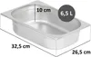 A metal food pan with dimensions and capacity indicated. Produktbild-Vorschau