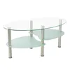 Glastisch Oval Edelstahl 90x50x42 cm，2 Ebenen Hartglas Produktbild-Vorschau 7
