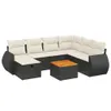 Design 8-tlg. Garten-Sofagarnitur mit Kissen Schwarz Poly Produktbild-Vorschau 2
