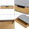 Collage of four images showing different views of a gray and bamboo drawer unit. Náhled obrázku produktu