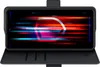 A black flip case for a smartphone is shown open, displaying the phone's screen with a colorful abstract wallpaper. Náhled obrázku produktu