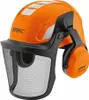 A professional studio shot of a Stihl helmet set. Produktbild-Vorschau