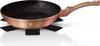 A copper-colored frying pan with a black interior and a black handle rest on a black heat-resistant mat. Náhled obrázku produktu