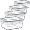 A stack of four clear plastic food storage containers with gray locking lids. Produktbild-Vorschau