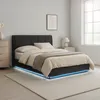 Letto imbottito LED 'Tröstiar' con rete Lino 140 x 200 cm Anteprima dell’immagine prodotto 1