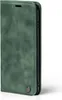 A green flip cover case for a smartphone, shown from the side. Produktbild-Vorschau