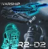 A collage of Star Wars and Star Trek spacecraft and characters, with wireframe overlays and text. Produktbild-Vorschau