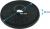 A circular black carbon filter with dimensions indicated. Voir les images du produit