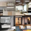 A collage of four different interior design scenes: a modern kitchen, an office, a bathroom, and an outdoor patio. Voir les images du produit