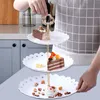 3-stöckiger Kuchenständer aus Kunststoff, weiß, 2 Stück Anteprima dell’immagine prodotto