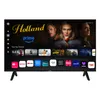 A smart TV displaying a streaming service interface with movie posters and app icons. Produktbild-Vorschau