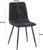 A black dining chair with dimensions indicated by white lines and text. Náhled obrázku produktu