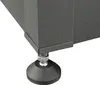 Close-up of the adjustable foot of a dark grey metal storage box. Produktbild-Vorschau