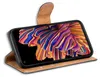 A book-style phone case with a smartphone inside, displaying a colorful abstract wallpaper. Náhľad obrázku produktu