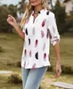 ASKSA Damen Bluse V-Ausschnitt Chiffon Drucken Oberteile Produktbild-Vorschau 5