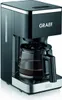 A black coffee maker with a glass carafe is shown from a diagonal front view. Produktbild-Vorschau